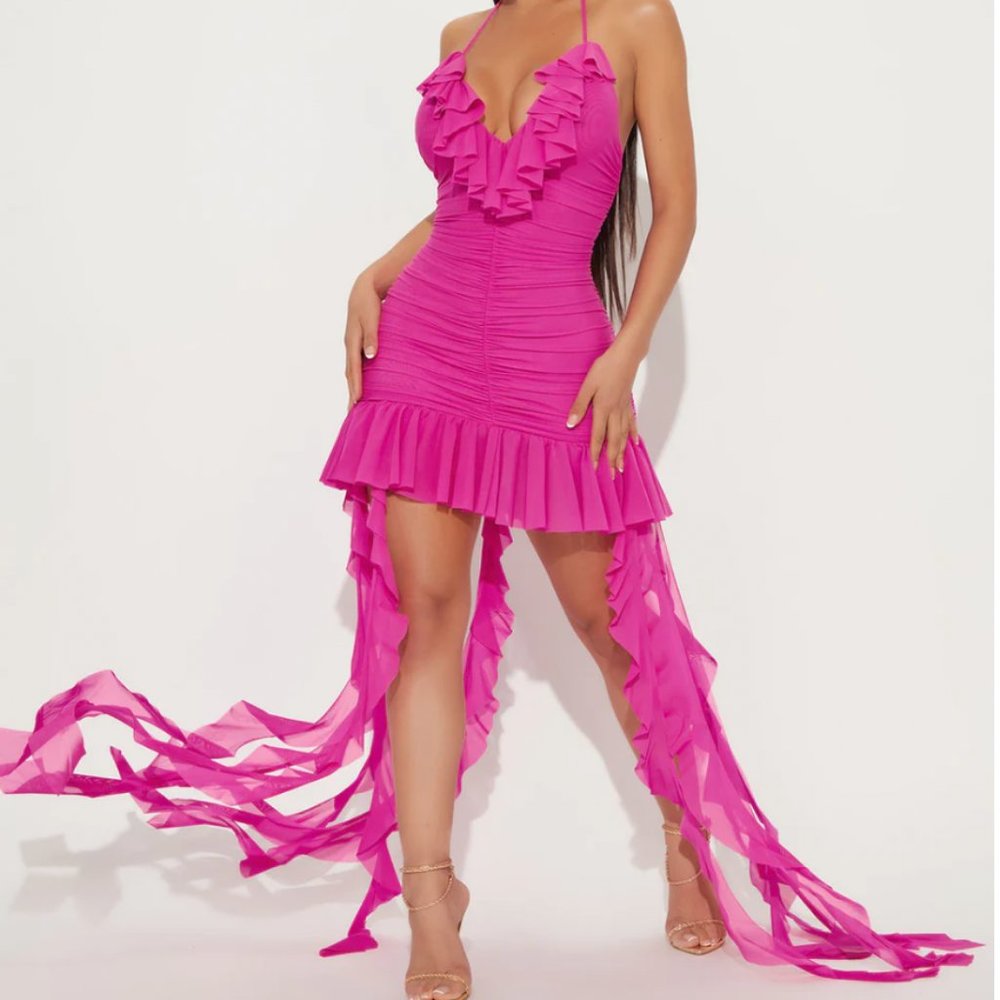 Pink Fashion Nova Dress - Strut The Streets Mini Dress - Fuchsia